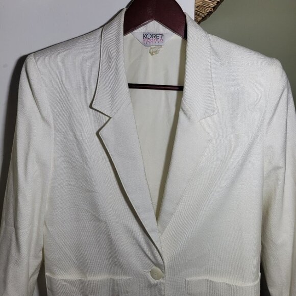 Vintage 1980s Koret white single breasted blazer suit skirt set small medium - Picture 3 of 15